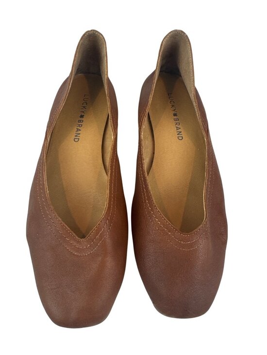 Lucky Brand Shoes - Lucky Brand Leather Almond Toe Ballet Flats Brown 7.5 Slip On Shoes